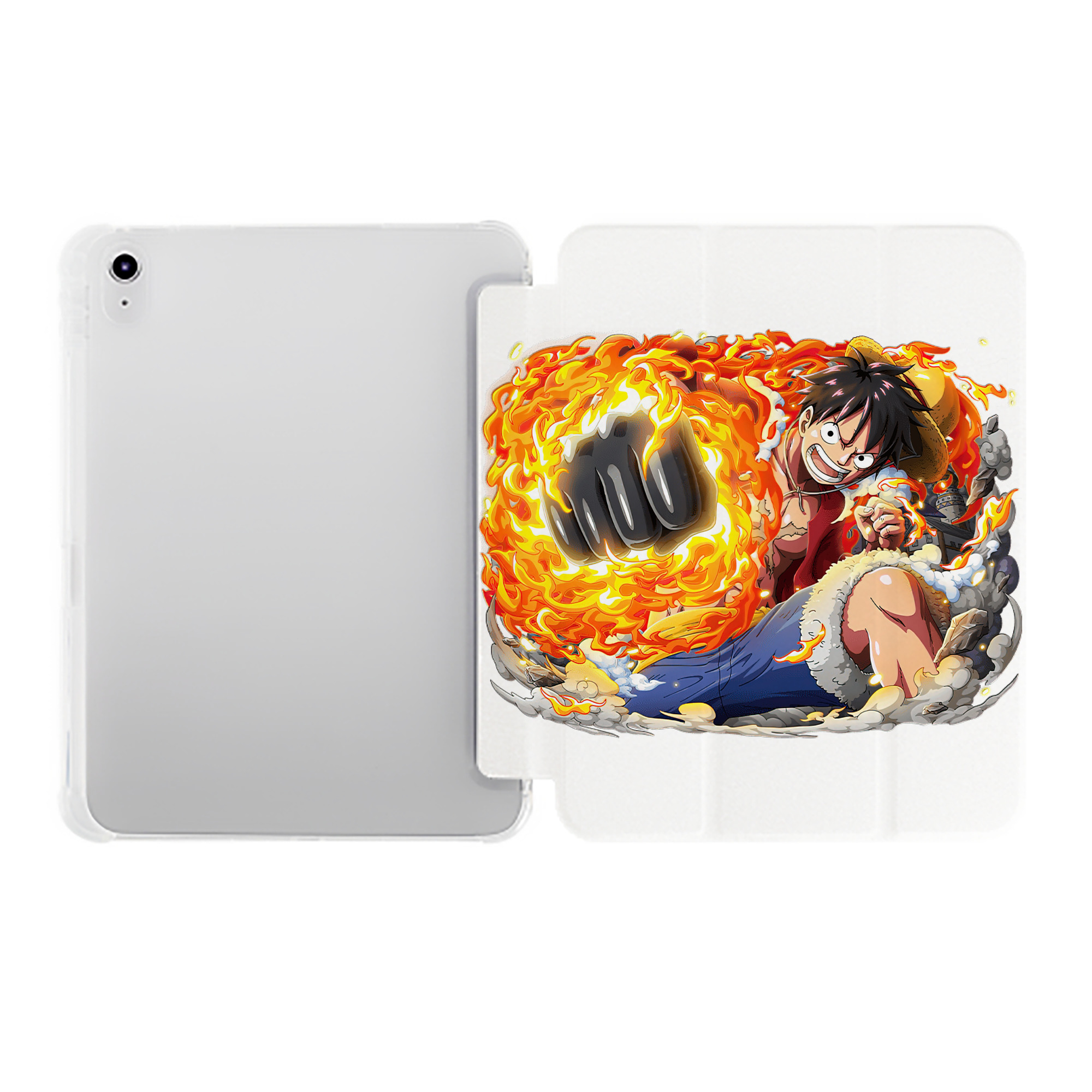 （画像用） ワンピース モンキー・D・ルフィ ONE PIECE Monkey D. Luffy IPad ケース ペン収納付き 三つ折りスタンド PUレザー×シリコン 対応機種9.5/10.5/10.9インチ